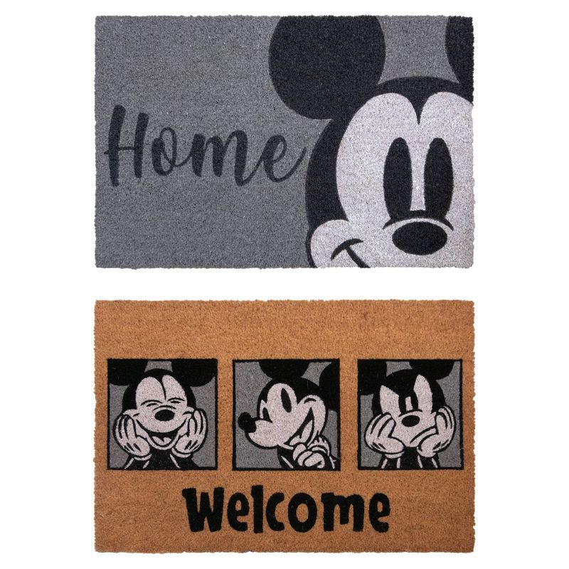 Mickey Mouse 2pk Coir Door Mats Gray, 1 of 11