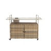 Outdoor Bar Table With One Ice Bucket, Lockable Wheels, Side Basket For Garden, Wicker Bar Cart With Cabinet, Bar Cart Outdoor-Cuddlewood - 2 of 4