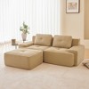 82" Corduroy L-Shaped Modular Sectional Sofa with Movable Ottoman, Pearl-Like Piping, Tufted Design, and No Assembly - 3 of 4