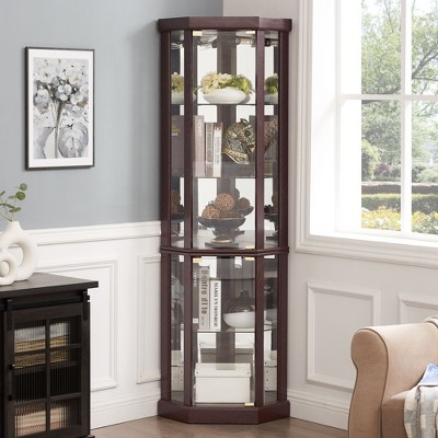 Corner Lighted Curio Cabinet Corner Glass Cabinet Lighted Curio Cabinet Corner Display Case for Living Room