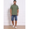 INSPIRE CHIC Men's Point Collar Short Sleeve Button Down Casual Stripes Linen Shirts - 2 of 4
