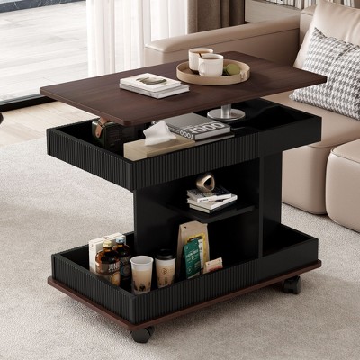 NicBex Modern Multifunctional Storage End Table with Lift Top & Adjustable Shelf & Wheels,Small Side Table for Bedroom,Living Room
