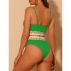 Elerevyo Women's High Waisted Ribbed Adjustable Spaghetti Straps Push Up Swimsuit Bathing Suits 2 Pcs - 3 of 4