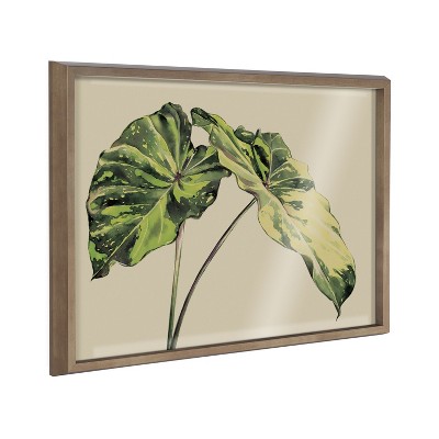 Kate and Laurel Blake Spotted Leaves Neutral Framed Printed Glass by Emily Marie Watercolors, 18x24, Gold