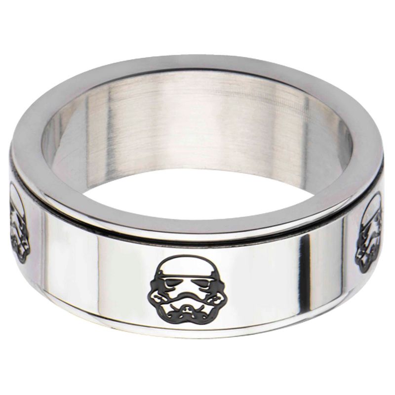Men's Star Wars Stormtrooper Stainless Steel Spinner Ring, 1 of 4