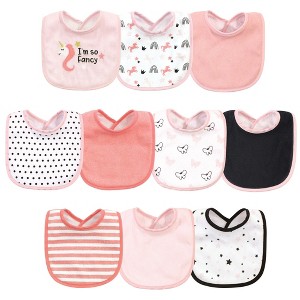 Hudson Baby Infant Girl Cotton and Polyester Bibs 10pk, Im So Fancy Unicorn, One Size - 1 of 4
