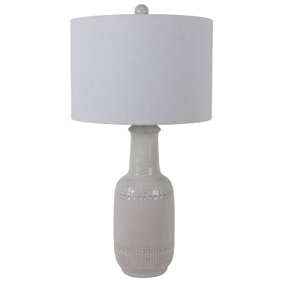 27.5" Patterned Ceramic Table Lamp White Glaze - Decor Therapy
