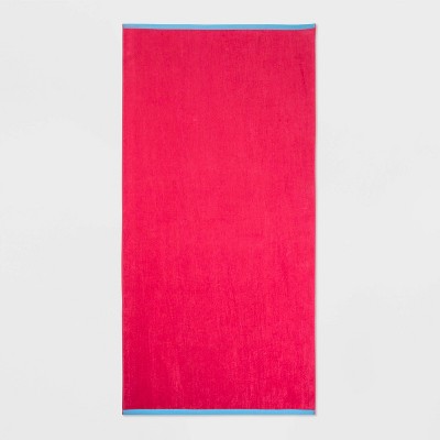 WOW Reversible Beach Towel Red - Sun Squad™: 100% Cotton, Lightweight, Machine Washable, OEKO-TEX Certified