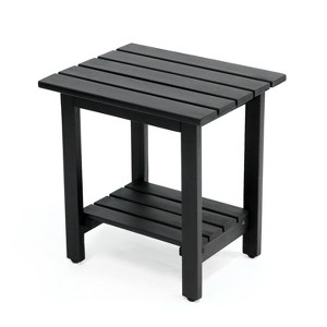JONATHAN Y Kellie 16.1" Cottage Classic Slatted Solid Acacia Wood Indoor/Outdoor Side Table with Shelf - 1 of 4