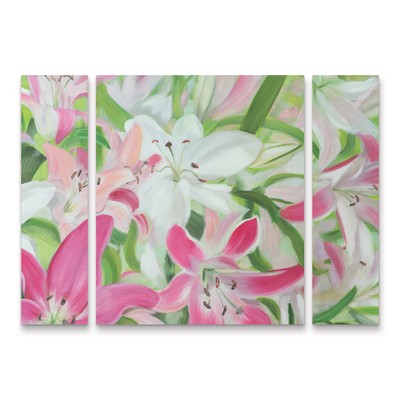 Trademark Fine Art Sandra Lafrate Pink and White Lilies II 3 Piece Panel Set Art