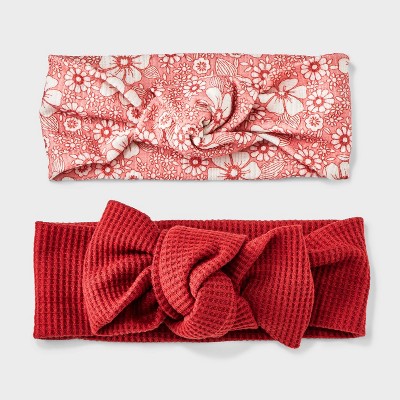 Image of Baby 2pk Headband Set - Cat & Jack ™ Coral/Burgundy