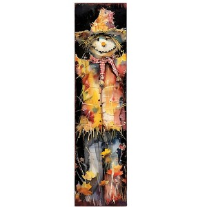 HomeRoots 36" Black And Orange Scarecrow Solid Wood Porch Sign - 1 of 4