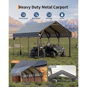 Heavy-Duty Extra Tall Metal Carport with Reinforced Frame Snow-Resistant Permanent Shelter for Full-Size Trucks, Bass Boats, and Tractors - 1 of 4