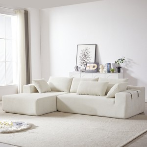 TiramisuBest 108" Modular L-Shaped Upholstered Sectional Sofa Set w/ Left Chaise, 6 Pillows & Free Combination for Living Room & Bedroom,Beige - 1 of 4