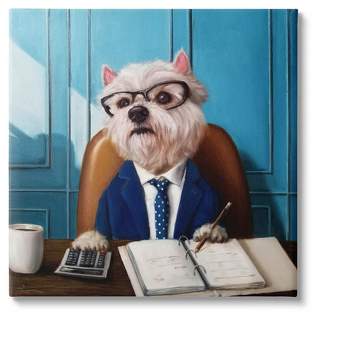 Stupell Industries Office Worker Terrier Dog Canvas Wall Art