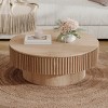 Round Coffee Table with Hidden Storage, Minimalist Fluted Accent Table Center Table - ModernLuxe - 3 of 4