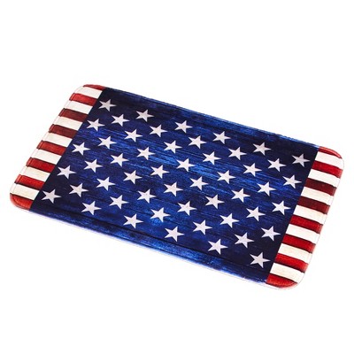 Lakeside American Flag Memory Foam Bathroom and Shower Rug - Patriotic Restroom Accent