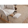 Gulches Ivory Teddy Fabric Foam High Back Nursery Rocking Chair Pillow Footrest Set of 1 Modern Accent Armchair for Living Room Bedroom - 4 of 4