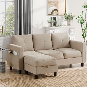 Celebalcony Sectional Couch Sofas, L Shape Sofa with Ottoman - 1 of 4