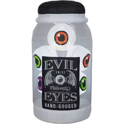 Gemmy Airblown Inflatable Jar of Evil Eyes with Flashing Lights, 5.5 ft Tall, Black