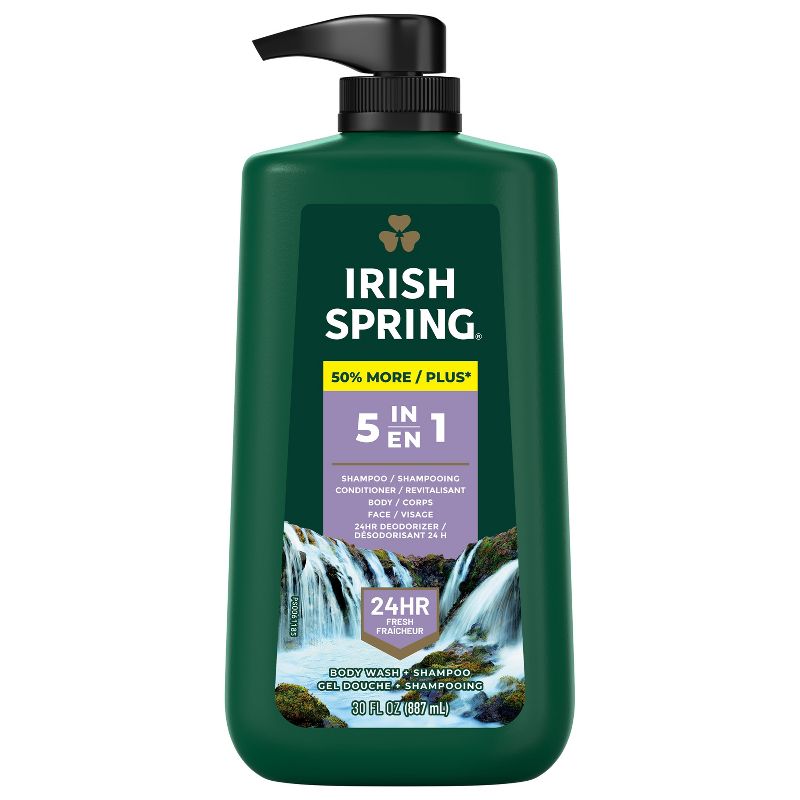 Irish Spring 5-in-1 Body Wash Pump for Men - Fresh Scent  - 30 fl oz, 1 of 11
