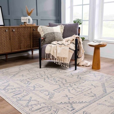 Hauteloom Divya Cream & Silver Blue Area Rug