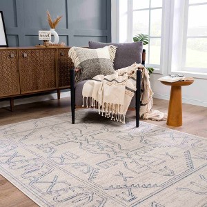 Hauteloom Divya Cream & Silver Blue Area Rug - 1 of 4