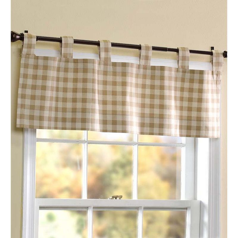 15"L x 40"W Thermalogic Check Tab-Top Valance Curtain, 1 of 2