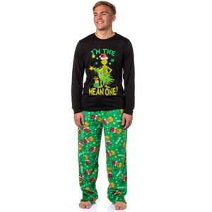 Seven Times Six Dr. Seuss GRINCH Men's I'm The Mean One Adult Lounge Pajama Sleep Set Multicoloured - 1 of 4