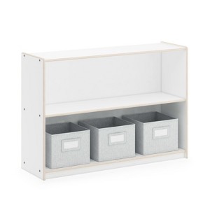 Guidecraft EdQ 2-Shelf Open Storage 30": Children's Wooden Home and Classroom Bookshelf with Fabric Bins, Kids' Toys and School Supply - 1 of 4