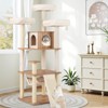 Costway 68” Tall Cat Tree Wood Cat Tower w/ 3 Padded Perches Multi-Level Climbing Furniture - 2 of 4