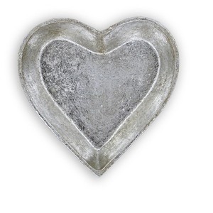 HomeRoots 7" Silver Heart Cast Iron Handmade Vanity Tray - 1 of 4
