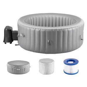 VEVOR Inflatable Hot Tub, 4 to 6 Person Capacity, 81.9 x 26 in Round Portable Outdoor Spa, with 130 Soothing Jets, Filter, Cover and Mat,Grey - 1 of 4