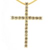 Silver 1.0 Cttw Champagne Diamond Gold Cross Pendant Necklace for Women - 4 of 4