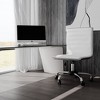 Adjustable Task Chair PU Leather Low Back Ribbed Armless Swivel Desk Chair Office Chair Wheels - 2 of 4