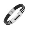 Steeltime Men's black rubber bracelet with stainless steel mesh inlay - 2 of 4