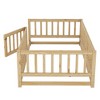 Okak Twin/Full Size Floor Bed, Toddler Bed with Safety Fence & Door, Solid Wood Kids Bed Frame Ground Bed for Kids, Girls, Boys - 4 of 4