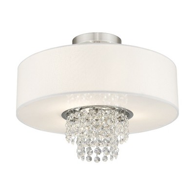 Carlisle Brushed Nickel 3-Light Semi-Flush Mount with Crystal Accents