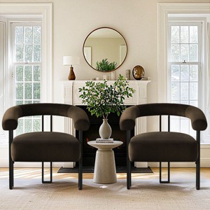 Velvet Accent Chair for Bedroom,Modern Barrel Armchair with Upholstered Velvet Backrest,Comfy Lounge Seating for Living Room-Maison Boucle - 1 of 4