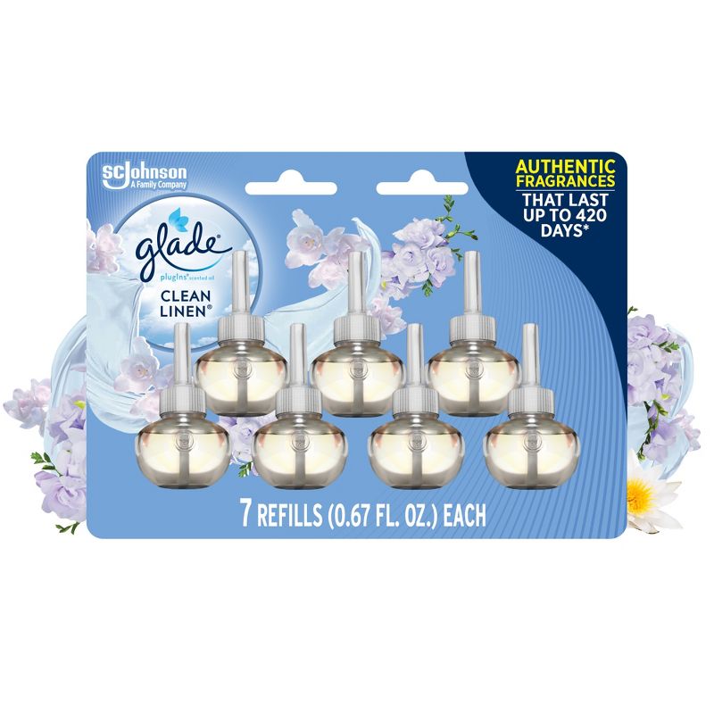 Glade PlugIns Scented Oil Air Freshener Refills - Clean Linen - 4.69oz/7pk, 1 of 15