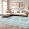 Washable Vintage Farmhouse Area Rugs with Floral Print for Bedroom Living Room, Soft Non Slip Retro Accent Throw Carpet for Home Office - 2 of 4