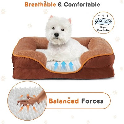 MyDepot Square Pet Bed Waterproof Memory Foam Pet Bed with Side Panels, Washable and Removable Cover, Non-Slip Base
