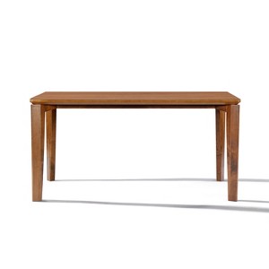 LuxenHome Walnut Veneer MDF Wood 6-Person Rectangle Dining Table with Rubberwood Legs Brown - 1 of 4