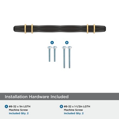 Modern Matte Black Bronze and Champagne Bronze Bar Pull with Mounting Hardware