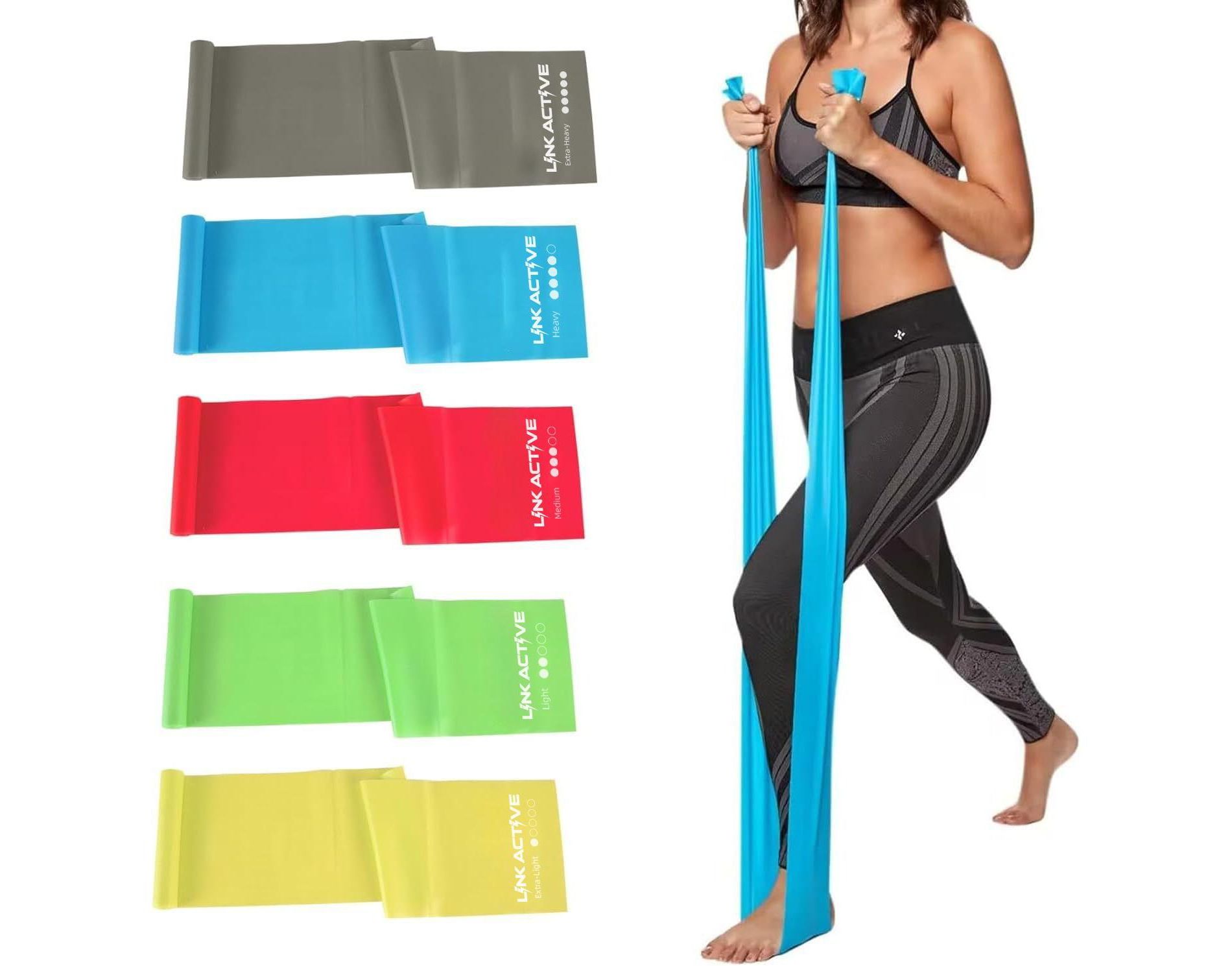 Link Active Professional Resistance Bands 5pcs Latex-Free, Elastic Band, Work Out Bands, Stretch Bands for Working Out Women or Men.