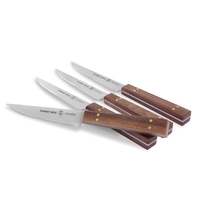 Schmidt Brothers Cutlery 4pc Walnut & Brass Steak Set