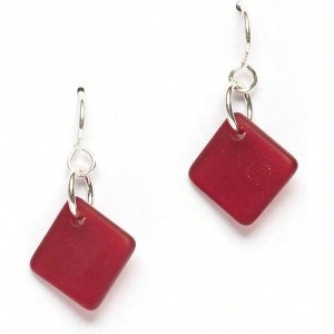 Delicate Diamond Sea Glass Earrings, Beach Glass for Women, Sustainable Handmade In - 1 of 4