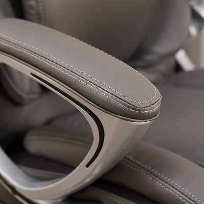 Gray Leather Executive Office Chair with Lumbar Support