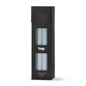 TAG Color Studio 12" Straight Taper Unscented Smokeless Paraffin Wax Candle Light Blue Burn Time 12 hrs. Set 12 - 1 of 2