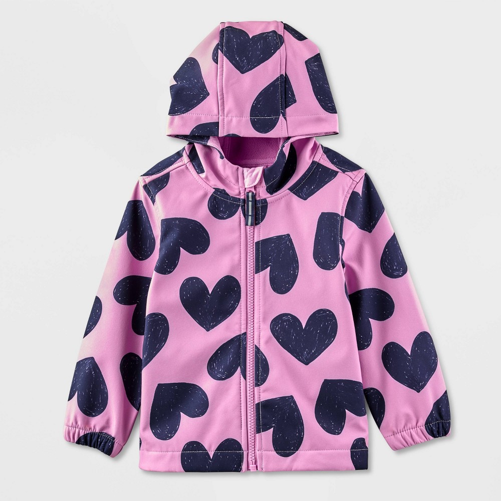 Toddler Girl Heart Printed Softhell Jacket